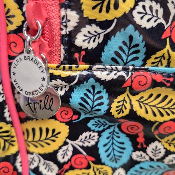 Vera Bradley Frill Messenger Bag Happy Snails Pink Leaf Vinyl - Picture 6 of 10